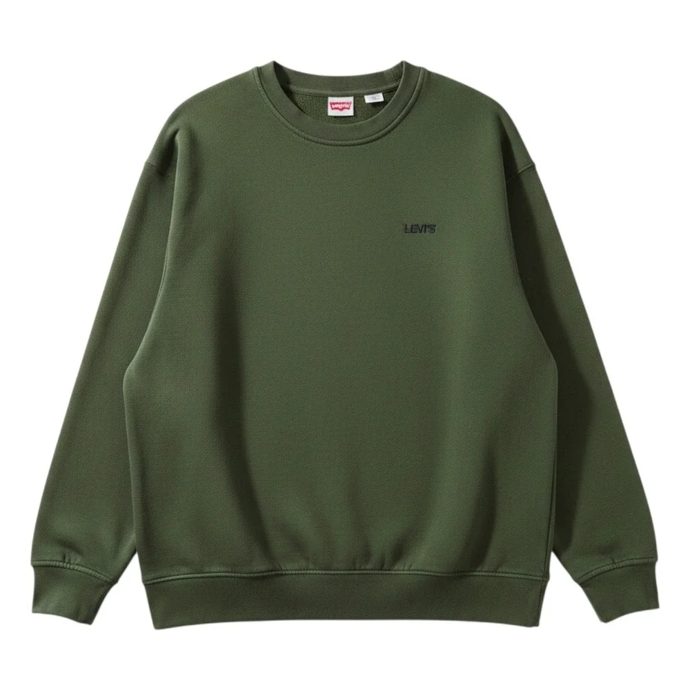 Levis Sweatshirt Mens XL Green Relaxed Fit Seasonal Crew Neck Pullover Fleece